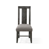 Benzara Fabric Upholstered Chair with Chamfered Legs and Slatted Back, Gray BM206661 Gray Solid Wood and Fabric BM206661