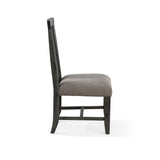 Benzara Fabric Upholstered Chair with Chamfered Legs and Slatted Back, Gray BM206661 Gray Solid Wood and Fabric BM206661