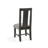 Benzara Fabric Upholstered Chair with Chamfered Legs and Slatted Back, Gray BM206661 Gray Solid Wood and Fabric BM206661