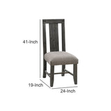 Benzara Fabric Upholstered Chair with Chamfered Legs and Slatted Back, Gray BM206661 Gray Solid Wood and Fabric BM206661