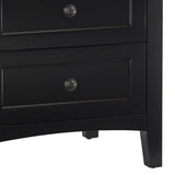 Benzara 3 Drawer Wooden Nightstand with Tapered Legs and Arched Base, Black BM206663 Black Solid wood and Metal BM206663