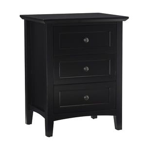 Benzara 3 Drawer Wooden Nightstand with Tapered Legs and Arched Base, Black BM206663 Black Solid wood and Metal BM206663