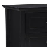 Benzara 3 Drawer Wooden Nightstand with Tapered Legs and Arched Base, Black BM206663 Black Solid wood and Metal BM206663