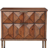 Benzara 2 Drawer Nightstand with Honeycomb Design and Metal Legs, Brown BM206680 Brown Wood, Metal BM206680