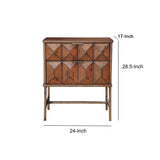 Benzara 2 Drawer Nightstand with Honeycomb Design and Metal Legs, Brown BM206680 Brown Wood, Metal BM206680