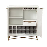 Benzara Honeycomb Design 2 Door Bar Cabinet with Metal Legs, White BM206689 White Wood and Metal BM206689