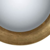 Benzara 31 Inches Round Metal Wall Mirror with LED Light, Gold BM206700 Gold Metal, LED and Mirror BM206700