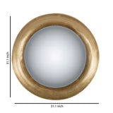 Benzara 31 Inches Round Metal Wall Mirror with LED Light, Gold BM206700 Gold Metal, LED and Mirror BM206700