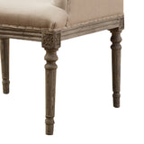 Benzara Fabric Upholstered Arm Chair with Button Tufted Back, Cream and Brown BM206942 Cream and Brown Solid Wood and Fabric BM206942