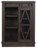 Benzara Wooden Accent Cabinet with Sliding Door, Brown BM206998 Brown Wood, Glass and Metal BM206998