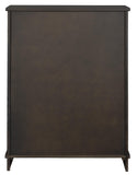 Benzara Wooden Accent Cabinet with Sliding Door, Brown BM206998 Brown Wood, Glass and Metal BM206998