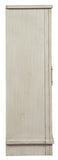 Benzara Wooden Accent Cabinet with Sliding Door, Antique White BM207000 White Wood, Glass and Metal BM207000