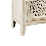 Benzara Wooden Accent Cabinet with Single Door, Antique White BM207017 Antique white Wood BM207017