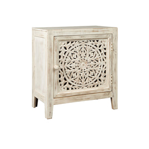 Benzara Wooden Accent Cabinet with Single Door, Antique White BM207017 Antique white Wood BM207017