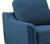 Benzara Fabric Upholstered Wooden Chair with Corner Blocked Frame, Blue BM207053 Blue Wood and Fabric BM207053