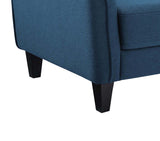 Benzara Fabric Upholstered Wooden Chair with Corner Blocked Frame, Blue BM207053 Blue Wood and Fabric BM207053