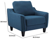 Benzara Fabric Upholstered Wooden Chair with Corner Blocked Frame, Blue BM207053 Blue Wood and Fabric BM207053