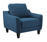 Benzara Fabric Upholstered Wooden Chair with Corner Blocked Frame, Blue BM207053 Blue Wood and Fabric BM207053