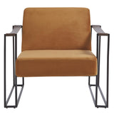 Benzara Metal Frame Accent Chair with Padded Seat and Back, Orange and Bronze BM207144 Orange and Bronze Metal BM207144