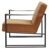 Benzara Metal Frame Accent Chair with Padded Seat and Back, Orange and Bronze BM207144 Orange and Bronze Metal BM207144