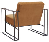 Benzara Metal Frame Accent Chair with Padded Seat and Back, Orange and Bronze BM207144 Orange and Bronze Metal BM207144