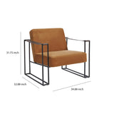 Benzara Metal Frame Accent Chair with Padded Seat and Back, Orange and Bronze BM207144 Orange and Bronze Metal BM207144