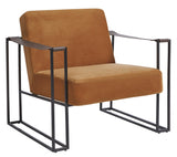 Benzara Metal Frame Accent Chair with Padded Seat and Back, Orange and Bronze BM207144 Orange and Bronze Metal BM207144