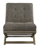 Benzara X Frame Base Wooden Accent Chair with Padded Seat and Back, Brown and Gray BM207145 Gray and Brown Wood BM207145