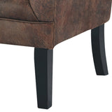 Benzara Wood and Fabric Accent Chair with Diamond Button Tufting, Brown BM207163 Brown Wood and Fabric BM207163