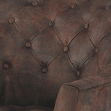 Benzara Wood and Fabric Accent Chair with Diamond Button Tufting, Brown BM207163 Brown Wood and Fabric BM207163