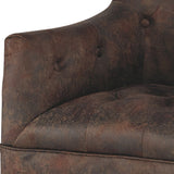 Benzara Wood and Fabric Accent Chair with Diamond Button Tufting, Brown BM207163 Brown Wood and Fabric BM207163