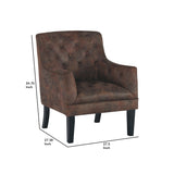 Benzara Wood and Fabric Accent Chair with Diamond Button Tufting, Brown BM207163 Brown Wood and Fabric BM207163