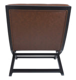 Benzara Wood and Faux Leather Accent Chair with Scissor Style Base, Brown BM207166 Brown Wood and Faux Leather BM207166