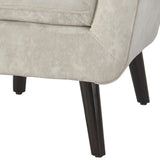 Benzara Wood and Fabric Accent Chair with Button Tufted Backrest, White BM207167 White Wood and Fabric BM207167