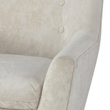 Benzara Wood and Fabric Accent Chair with Button Tufted Backrest, White BM207167 White Wood and Fabric BM207167