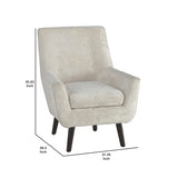 Benzara Wood and Fabric Accent Chair with Button Tufted Backrest, White BM207167 White Wood and Fabric BM207167