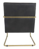 Benzara Metal and Faux Leather Accent Chair with Cantilever Style Base, Gold and Black BM207169 Gold and Black Metal and Faux Leather BM207169