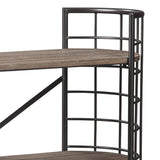 Benzara Wood and Metal Bookcase with 3 Open Shelves, Brown and Black BM207195 Brown and Black Wood and Metal BM207195
