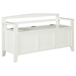 Benzara Transitional Style Wooden Bench with Lift Top Seat, White BM207197 White Wood BM207197