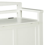 Benzara Transitional Style Wooden Bench with Lift Top Seat, White BM207197 White Wood BM207197