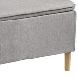 Benzara Fabric Upholstered Wooden Accent Bench with Hidden Storage, Gray and Brown BM207198 Brown and Gray Wood and Fabric BM207198