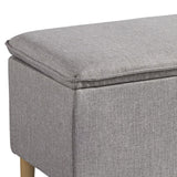 Benzara Fabric Upholstered Wooden Accent Bench with Hidden Storage, Gray and Brown BM207198 Brown and Gray Wood and Fabric BM207198