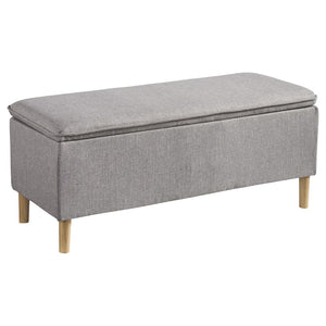 Benzara Fabric Upholstered Wooden Accent Bench with Hidden Storage, Gray and Brown BM207198 Brown and Gray Wood and Fabric BM207198