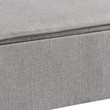 Benzara Fabric Upholstered Wooden Accent Bench with Hidden Storage, Gray and Brown BM207198 Brown and Gray Wood and Fabric BM207198