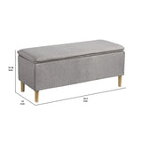 Benzara Fabric Upholstered Wooden Accent Bench with Hidden Storage, Gray and Brown BM207198 Brown and Gray Wood and Fabric BM207198