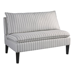 Benzara Wood and Fabric Accent Bench with Pillow Top Seat and Back, White and Gray BM207203 White and Gray Wood and Fabric BM207203