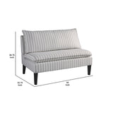 Benzara Wood and Fabric Accent Bench with Pillow Top Seat and Back, White and Gray BM207203 White and Gray Wood and Fabric BM207203