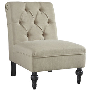 Benzara Wood and Fabric Armless Accent Chair with Button Tufting, Beige BM207207 Beige Wood and Fabric BM207207