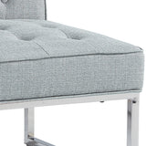 Benzara Metal and Fabric Accent Chair with Button Tufting, Gray and Silver BM207208 Gray and Silver Metal and Fabric BM207208