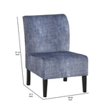 Benzara Wooden Armless Accent Chair with Fabric Upholstery, Blue BM207211 Blue Wood and Fabric BM207211